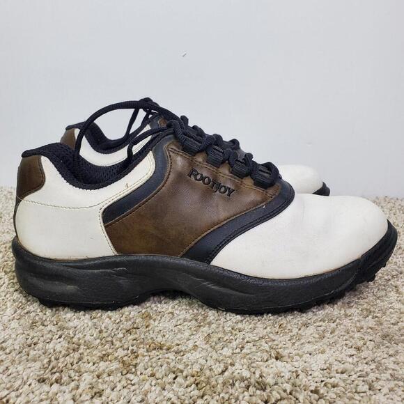 Footjoy Golf Shoes Mens 8 Leather Brown Colorblock Removable Spikes Low Top - Picture 1 of 12